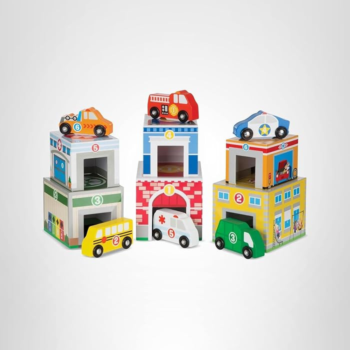 Melissa & Doug Nesting and Sorting Blocks, 6 Buildings, 6 Wooden Vehicles
        FSC Certified | Amazon (US)