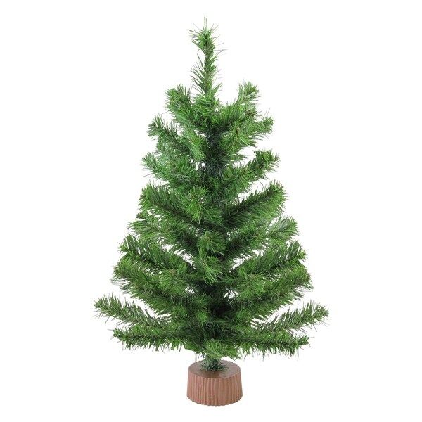 24" Mini Pine Artificial Christmas Tree in Faux Wood Base - Unlit | Bed Bath & Beyond