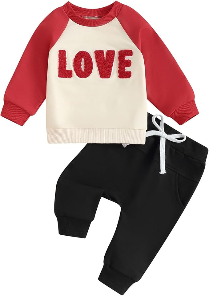 Baby Boy Outfit Sweatsuit Letter Sweatshirt Shirt Pullover Tops Pants Toddler Boys Festive Clothi... | Amazon (US)