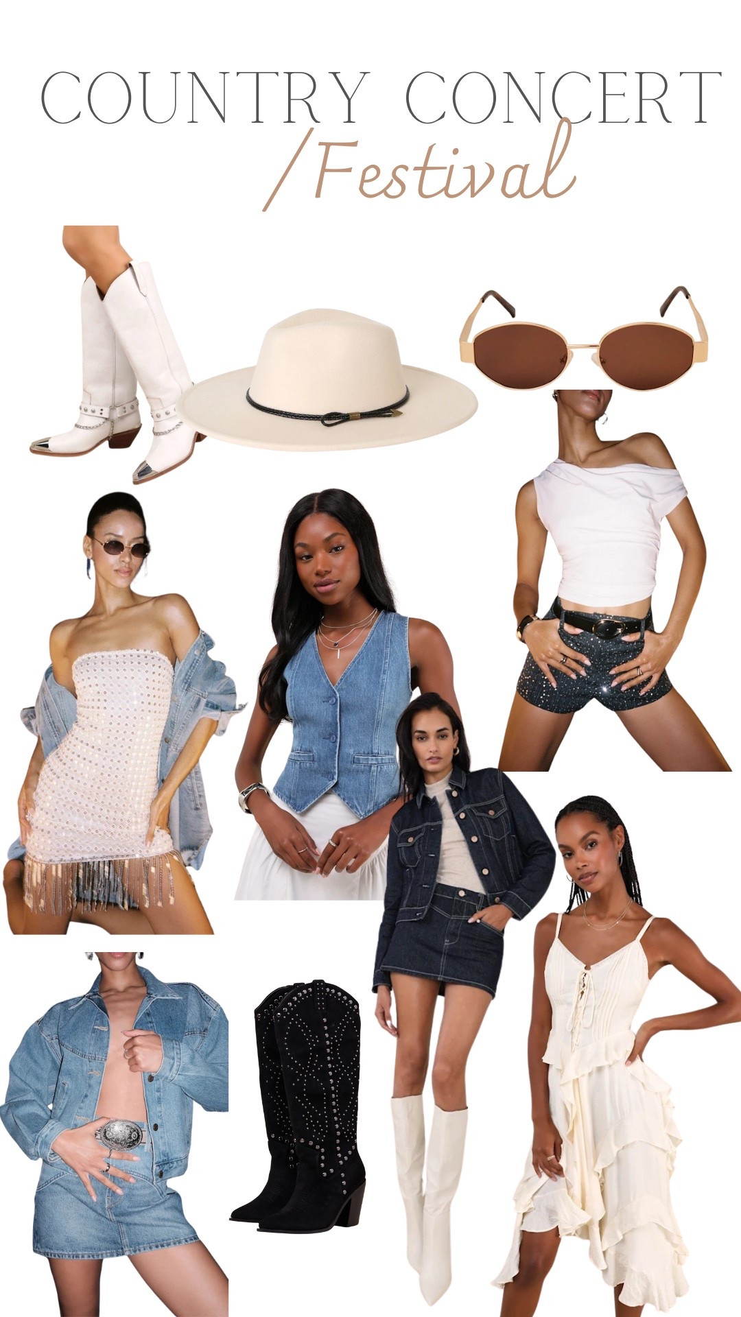 Country concert, festival, Lulus, denim, dress, boots 

#LTKParties #LTKFestival #LTKStyleTip