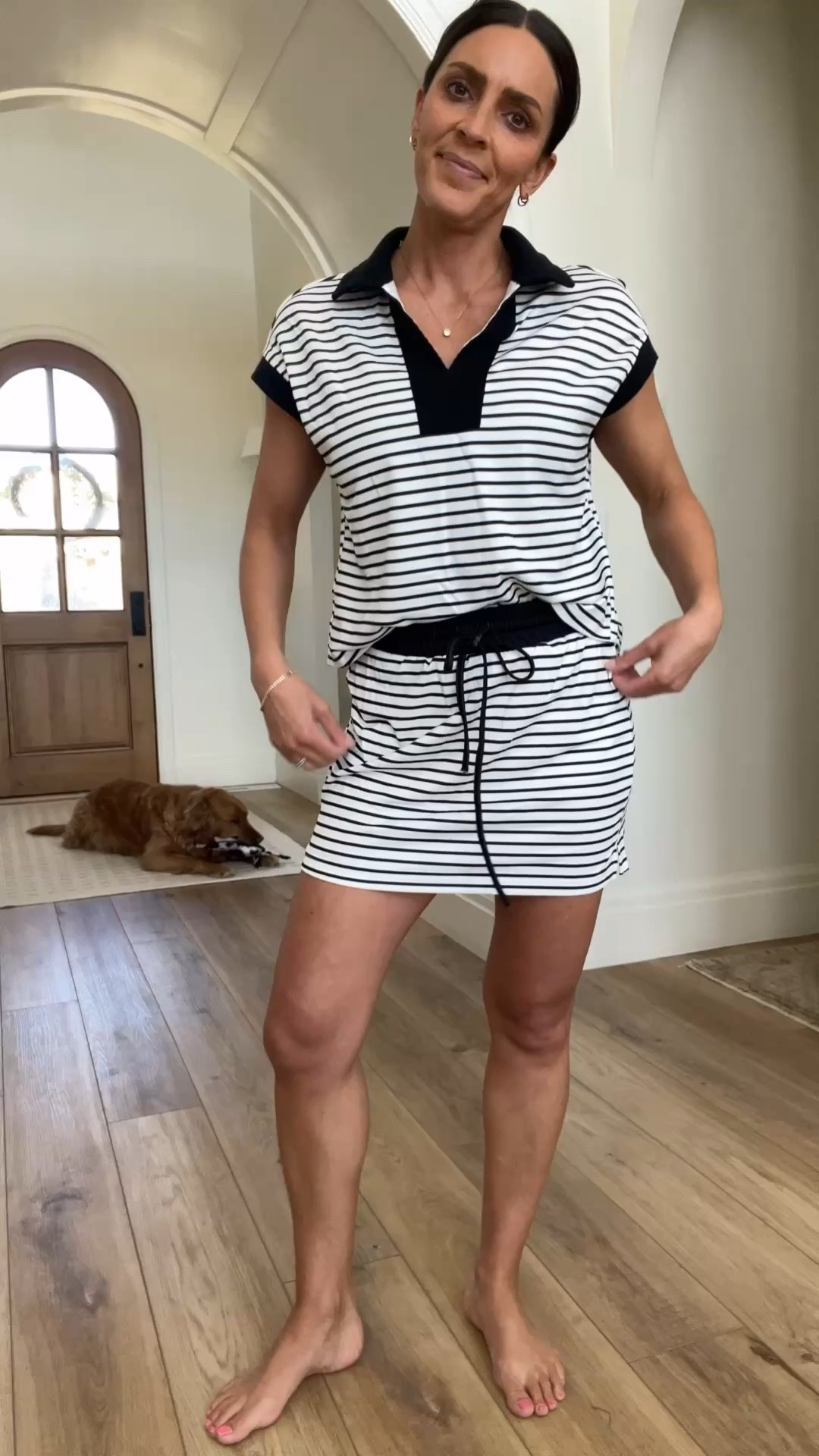 Casual and comfy 2 piece stripe set. Fits slightly oversized. I’m wearing a small. The skirt is good length, not too short!  I’m in a small

#LTKmomlife #LTKOver40 #LTKootd