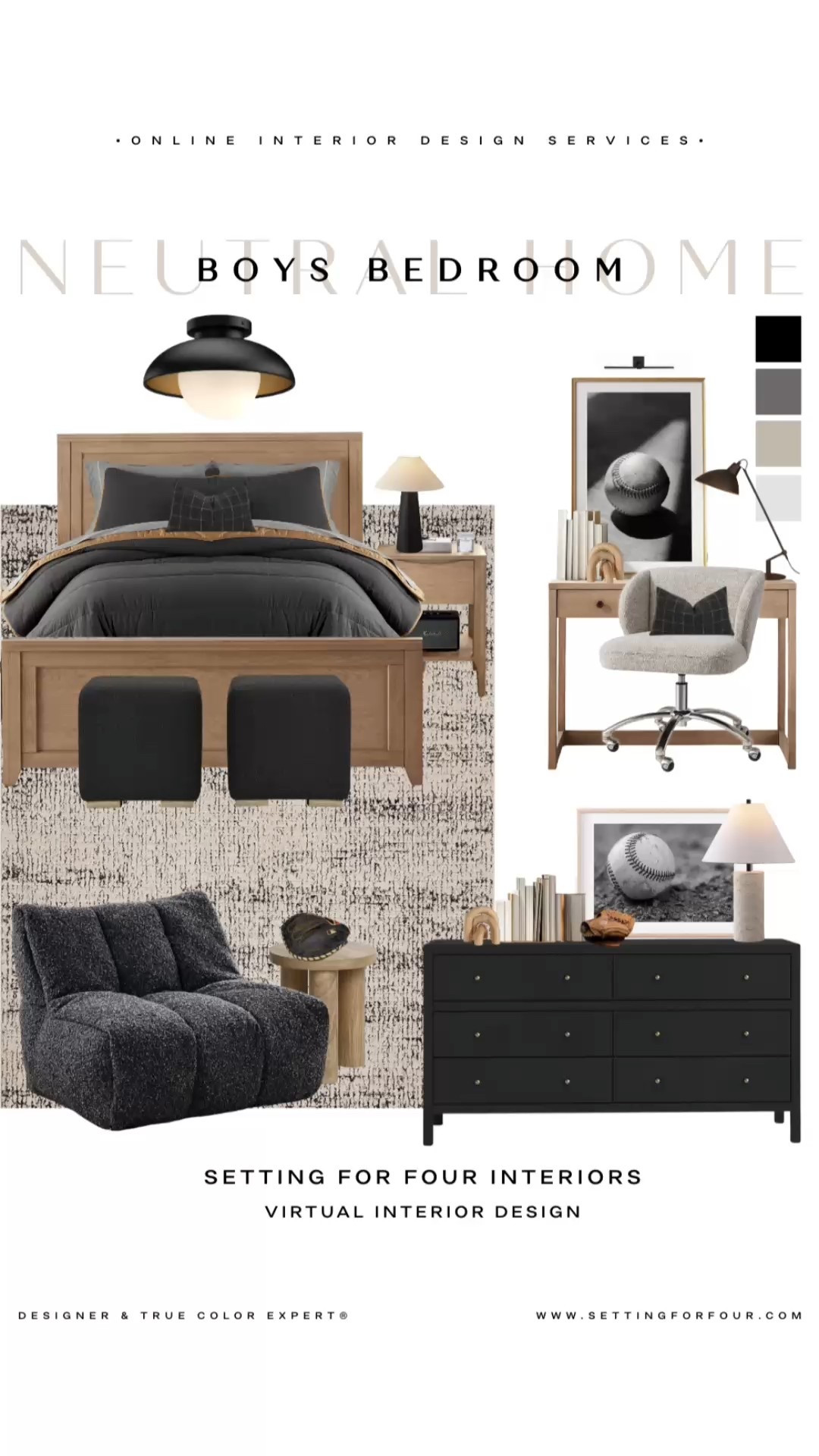 Boys bedroom mood board, teen bedroom furniture and decor, kids room, boys baseball art, dresser, wood bed, lounge chair, kids desk, lighting, nightstand, online interior design services, Designer, True Color Expert, modern, transitional, minimalist, farmhouse, earthy, black, beige, sports, kids bedroom area rug, Amazon must haves, Pottery Barn style, Wayfair, Target, Walmart , #LTKFamily

#LTKmomlife #LTKFindsUnder50 #LTKSaleAlert #LTKKids #LTKHome