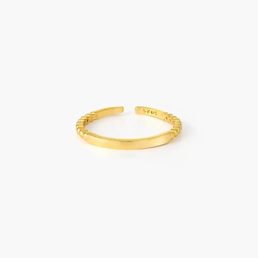 Bar Ring with Beaded Band - Gold Plated | Oak & Luna (US)