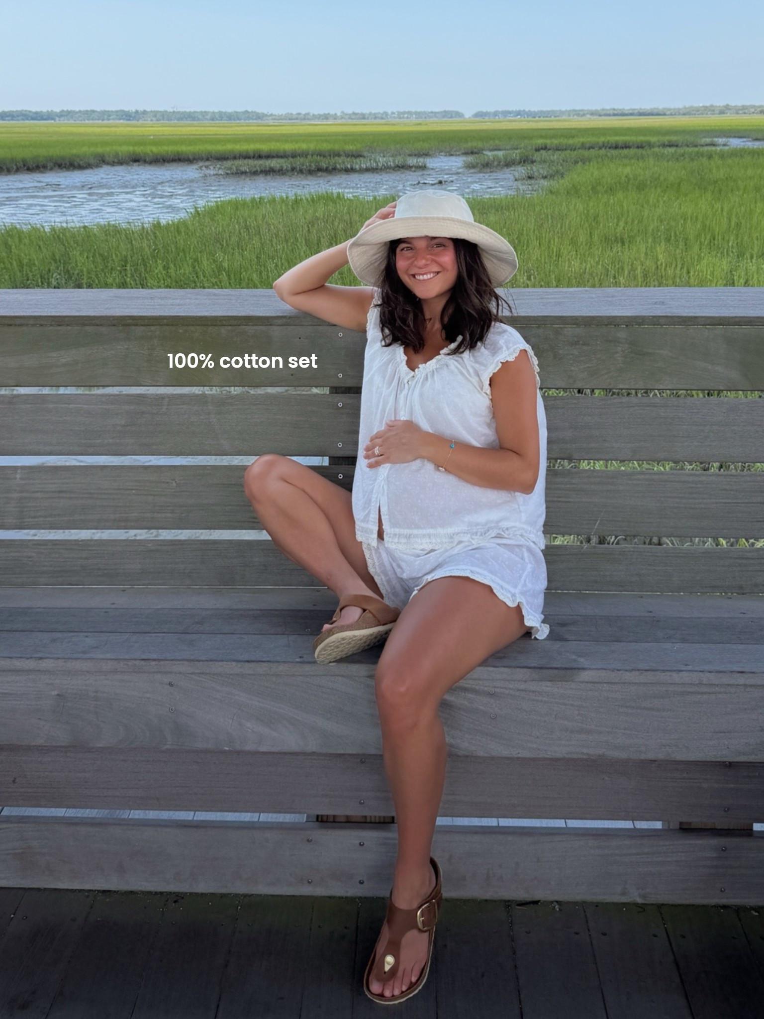 [6/30/26] 100% cotton set from Marea | a bit pricey but super versatile! Birks are a most loved style in color cognac - I wear EU 35. Hat is last season from @Madewell - linking similar!

#LTKBump #LTKPetite #LTKootd