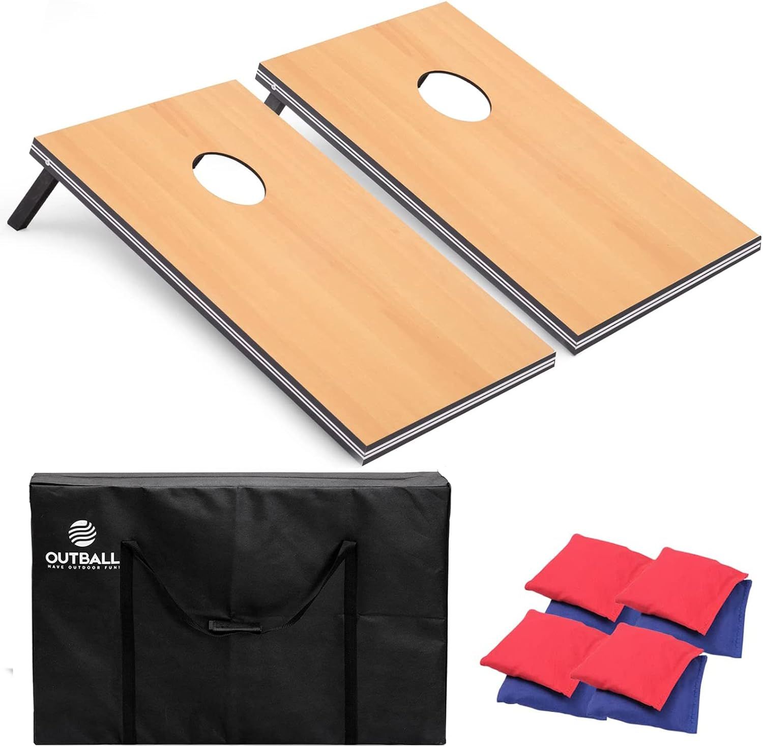 Outball Cornhole Set 4x2 and 3X2 Regulation Size Corn Holes Sets with Carrying Bags & 8 Bean Bags... | Amazon (US)