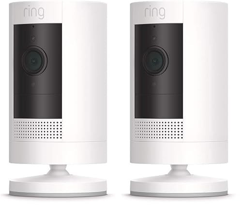 Ring Outdoor Cam (Stick Up Cam) | Weather-Resistant Outdoor Camera, Live View, Color Night Vision, Two-Way Talk, Motion alerts, Works with Alexa | 2-Pack | White | Amazon (US)