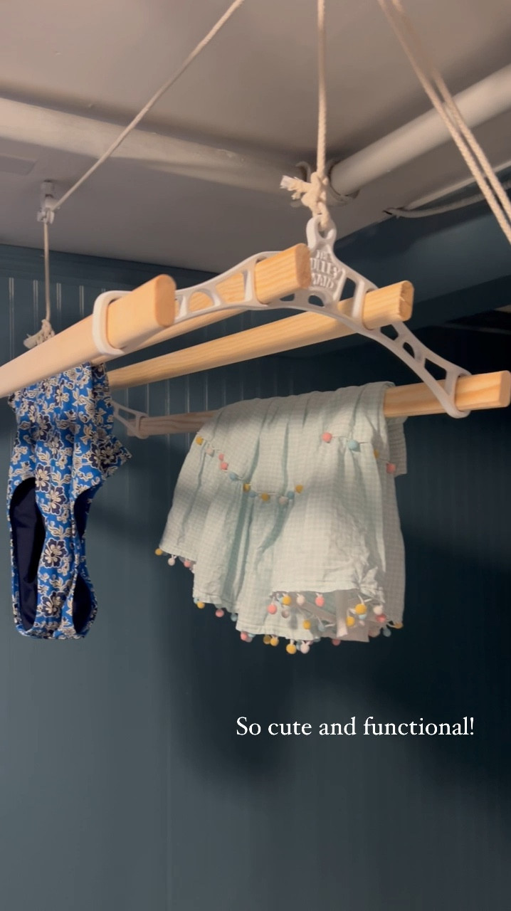Finally got this up! My laundry room wasn’t ever really finished and felt plain, and I also didn’t have a great place to hang things to dry. So cute and functional! 
This one is from Pulley Maid, and I’m linking a similar one if you comment SHOP.


#LTKHome