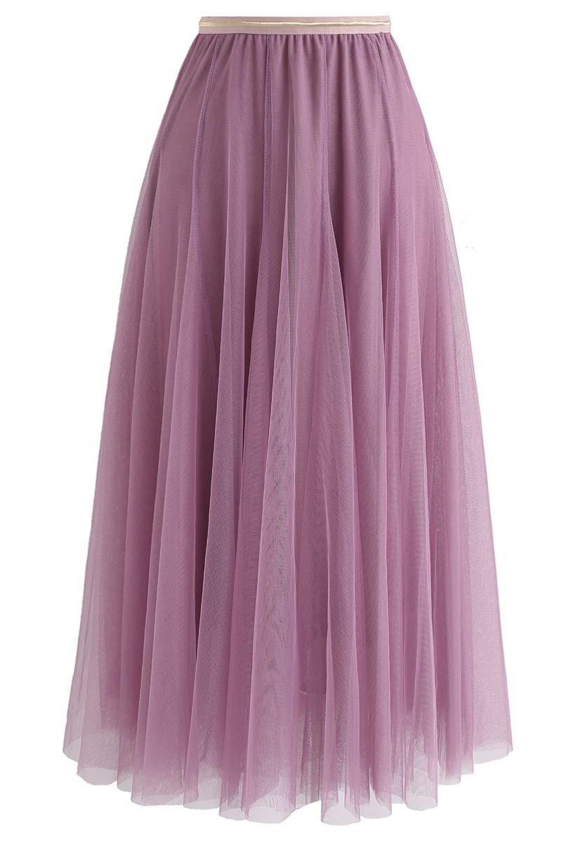 My Secret Garden Tulle Midi Skirt in Lilac | Chicwish