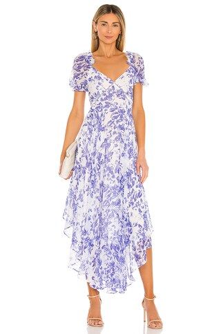 SAU LEE Georgia Dress in Blue & White from Revolve.com | Revolve Clothing (Global)