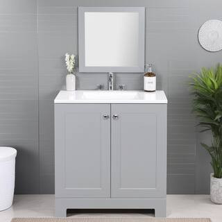 Glacier Bay 31 in. Single Sink Pearl Gray Bath Vanity with White Cultured Marble Top (Assembled) ... | The Home Depot
