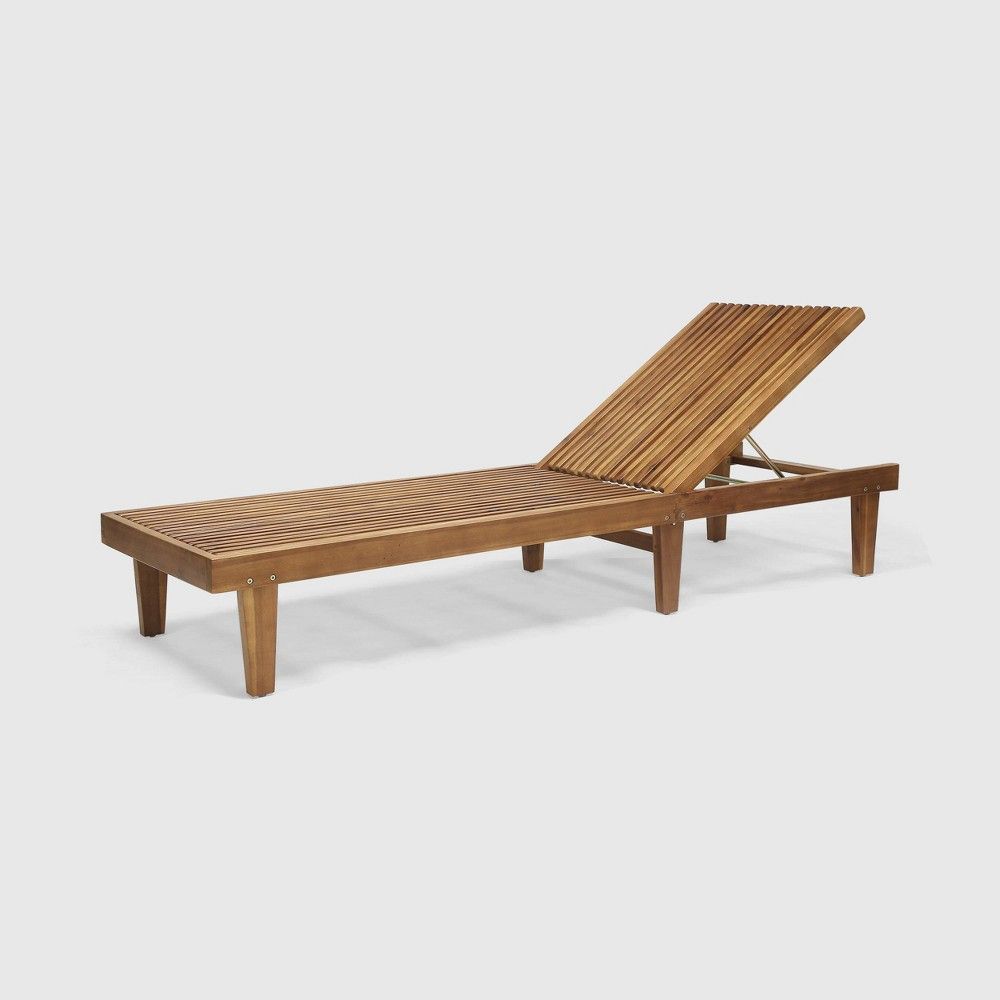 Nadine Wood Patio Chaise Lounge Chair Teak - Christopher Knight Home | Target