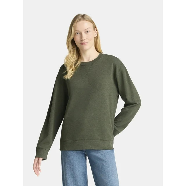 Time and Tru Women's and Women's Plus Crewneck Sweatshirt with Long Sleeves, Sizes XS-4X | Walmart (US)