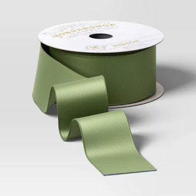 36' Christmas Modern Heritage Premium Ribbon Green Satin - Wondershop™ | Target