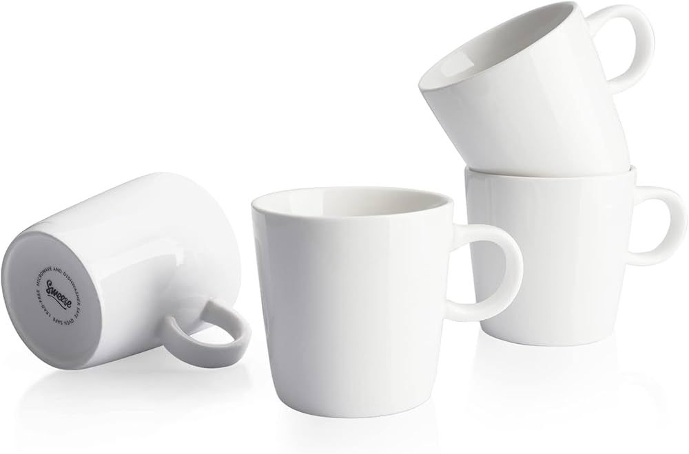 Sweese 5oz Porcelain Espresso Cups Set of 4, Mini Coffee Mugs Demitasse Cups - White | Amazon (US)
