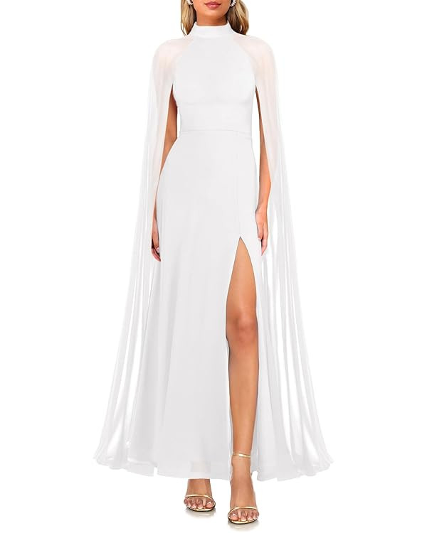 MAYFASEY Women's Elegant Long Sleeve Halter Neck Sexy Split Cocktail Evening Party A Line Maxi Lo... | Amazon (US)