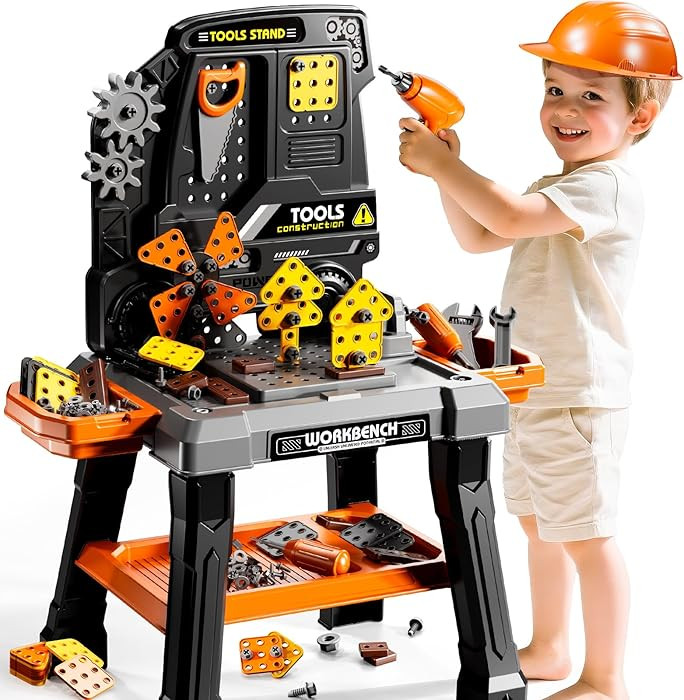 Kids Tool Toy Playset with Electronic Drill Sound for Aged 3 4 5 6 7 8, Workbench Toys for Toddle... | Amazon (US)