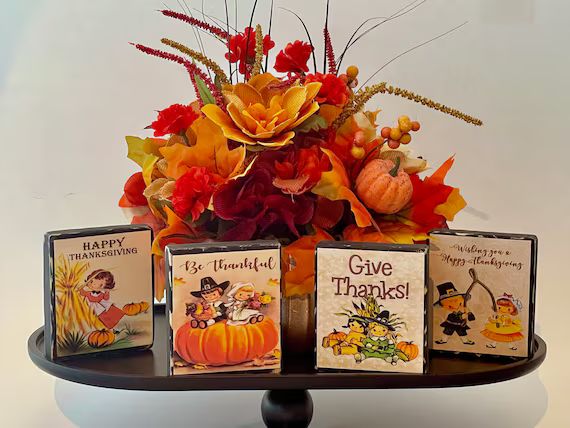 Fall Thanksgiving Tiered Tray Decorations, Thanksgiving Decor, Fall Decor, Vintage Insp. Thanksgi... | Etsy (US)