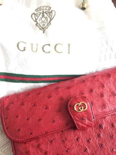 Gucci Vintage Red Ostrich bag-stunning!   | eBay | eBay US