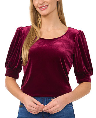 Cece Women's Crew Neck Short Sleeve Velvet Top - Macy's | Macy's