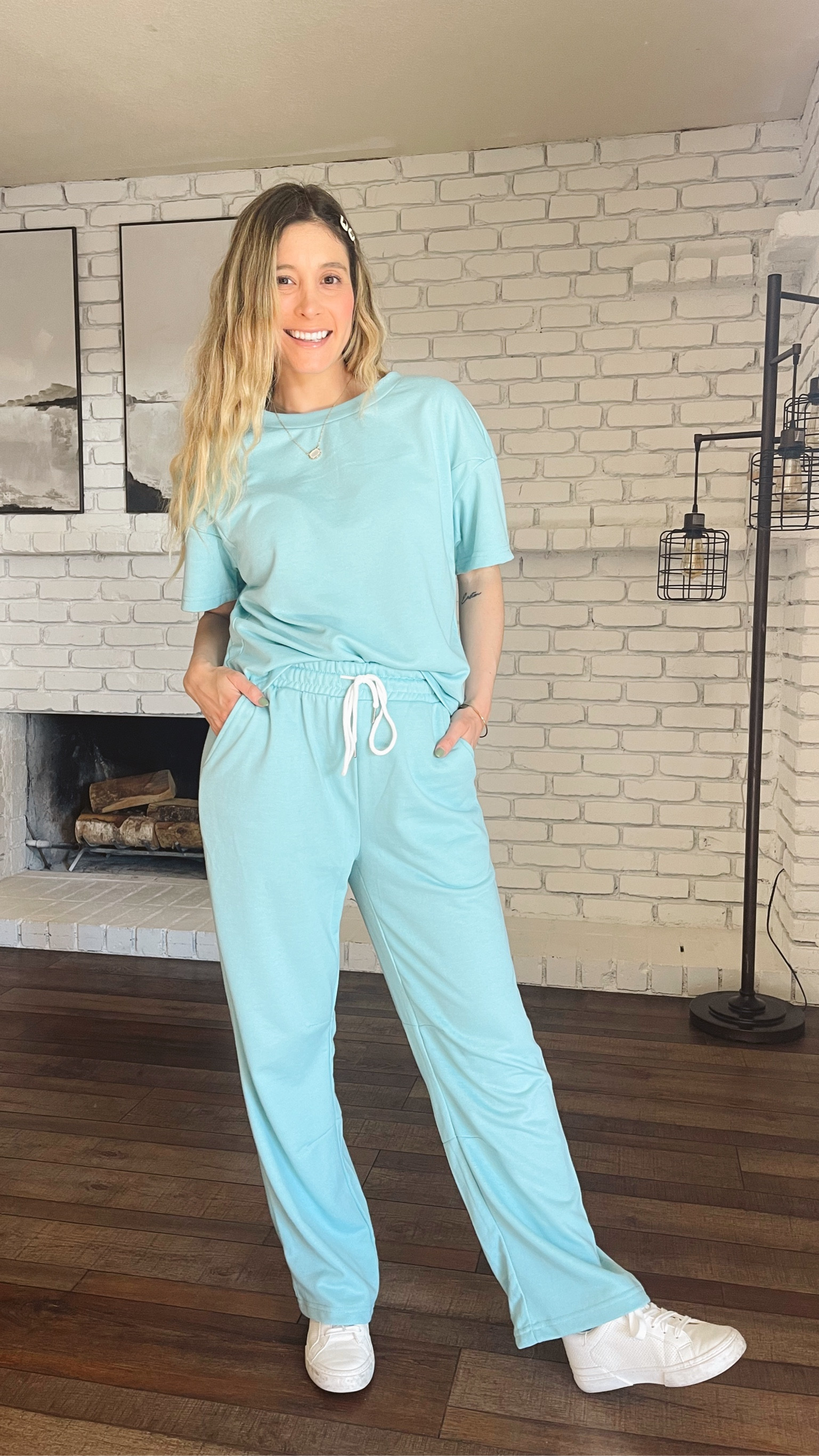 Cozy chic vibes in my Amazon two-piece set! Short sleeve sweatshirt + high-waist drawstring wide-leg pants = ultimate comfort! And guess what? It’s 30% off! Perfect for lounging, vacation, daily life, and even a workout session! Wearing size SM and fits tts. Available in multiple colors! Also wearing white sneakers from target. I sized down a half size. 

#LTKsalealert #LTKfindsunder50 #LTKstyletip