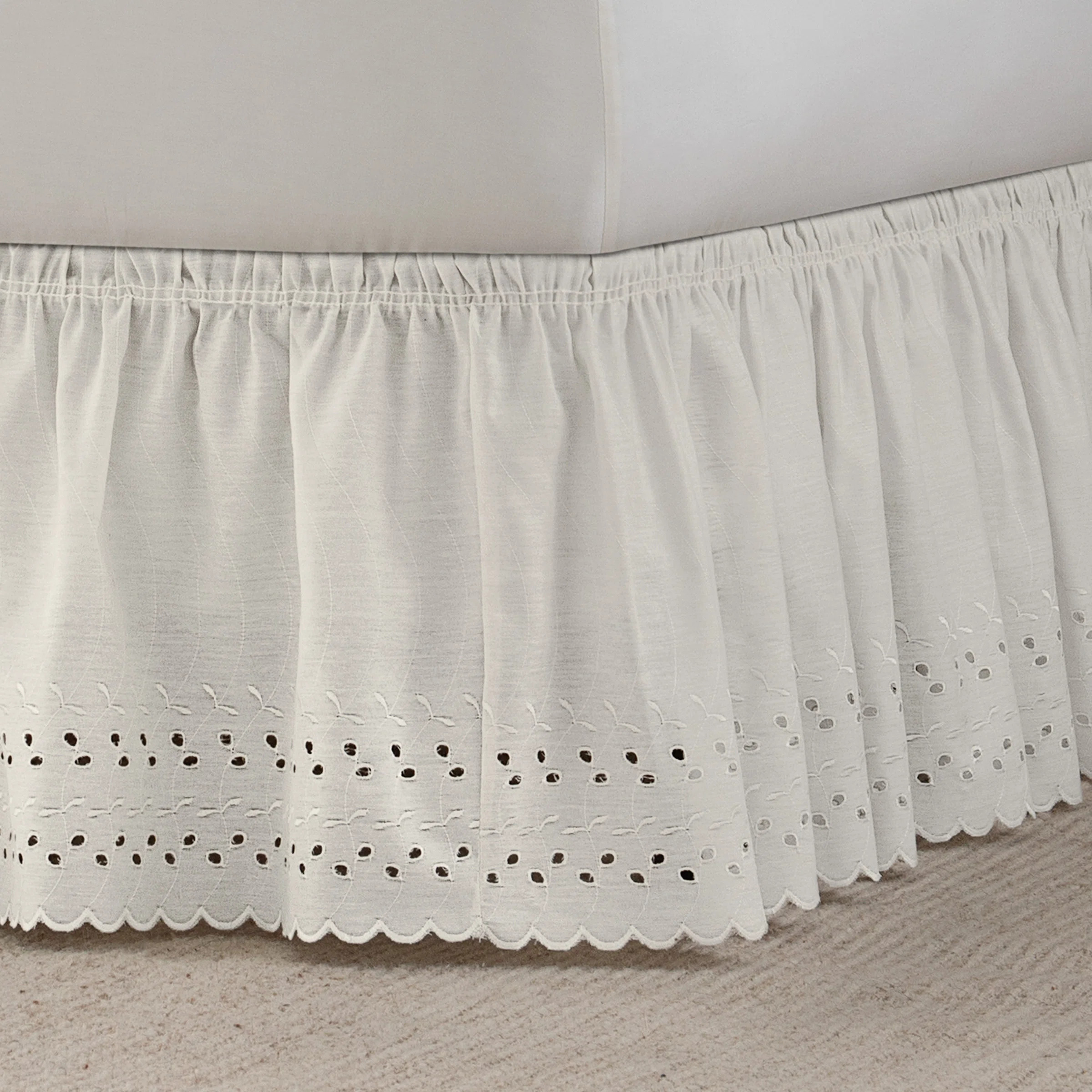 Easy Fit™ Wrap Around Eyelet Ruffled 18" Bed Skirt & Reviews | Wayfair | Wayfair North America