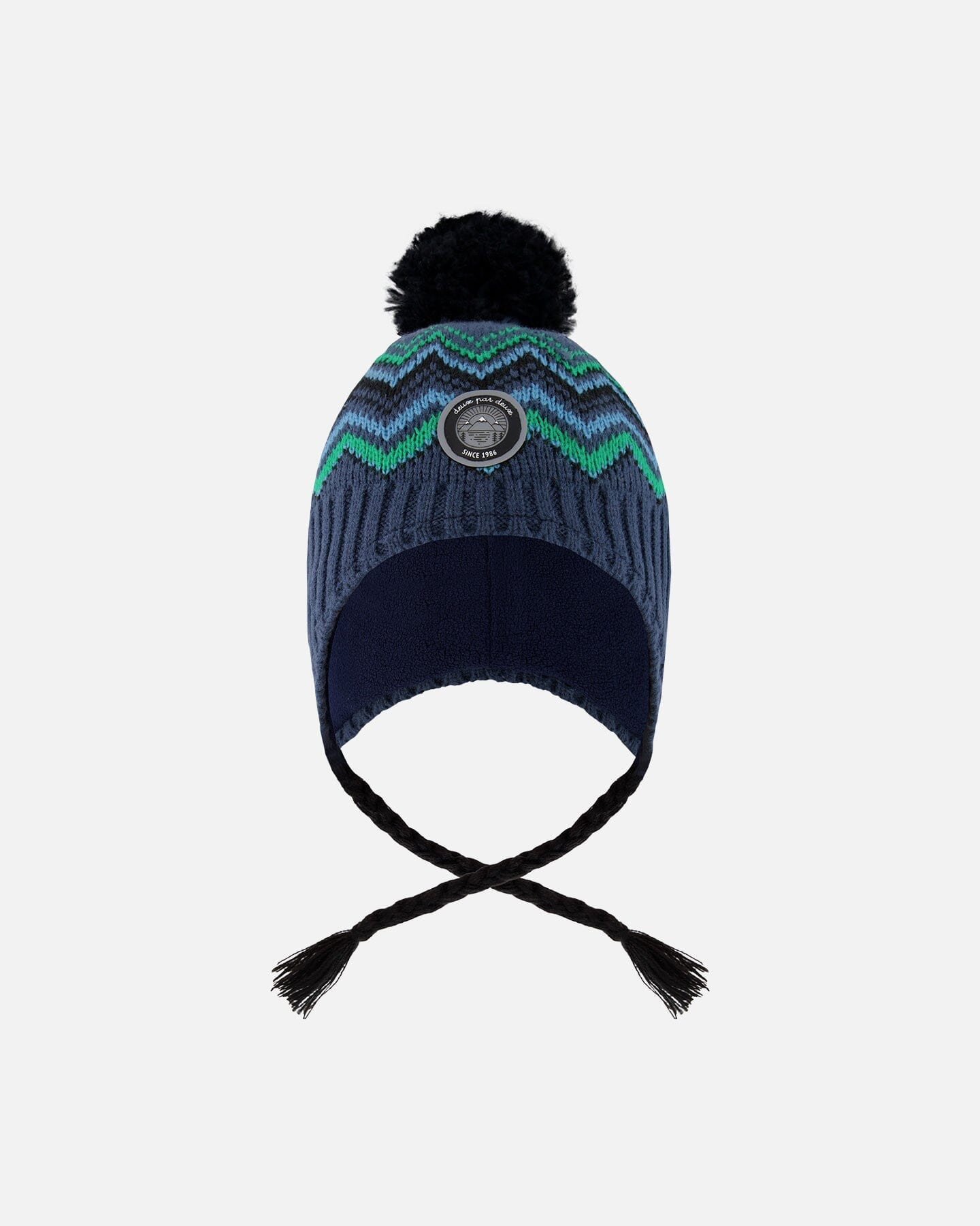 Lined Peruvian Knit Pompom Hat Blue And Green - Deux par Deux | Deux par Deux Childrens Designer Clothing