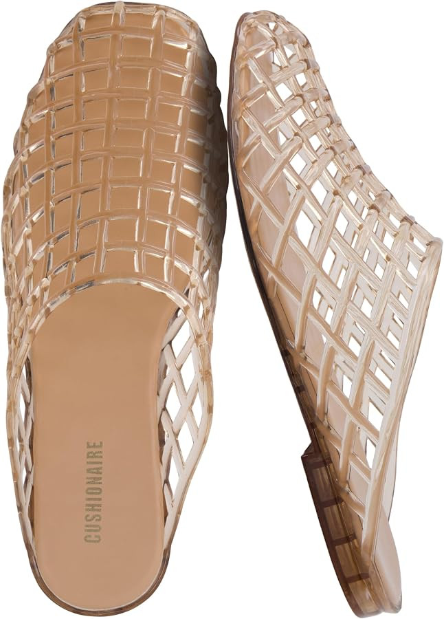 CUSHIONAIRE Lab Jelly Flats for Women, Closed Toe Slip On Lightweight Womens Mules with Woven Des... | Amazon (US)
