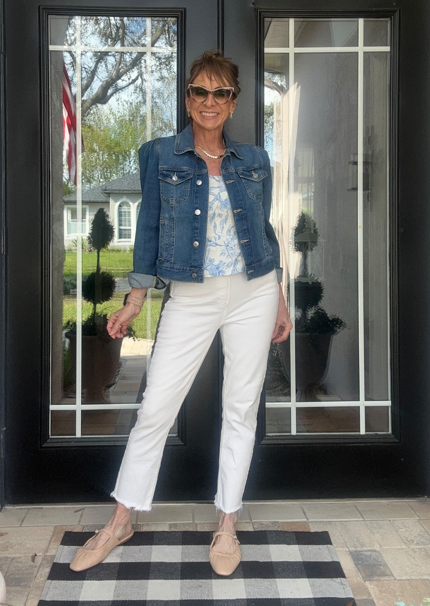 A little puff shoulder on a denim jacket adds so much! This cute peplum tank is just $20. Wearing a size small. 

#LTKOver40 #LTKFindsUnder50 #LTKStyleTip
