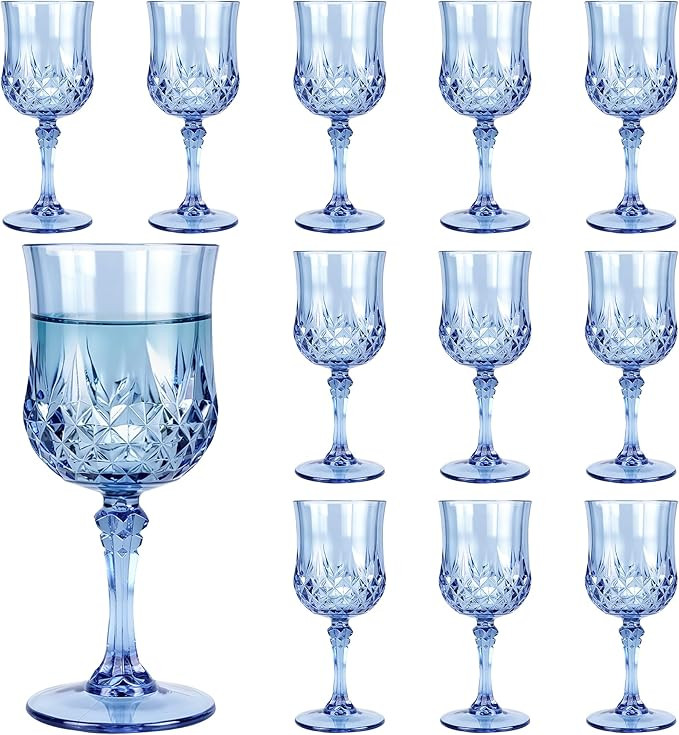 Plastic Wine Glasses, Plastic Goblets Vintage Style Cordial Unbreakable Drinking Glasses,Reusable... | Amazon (US)