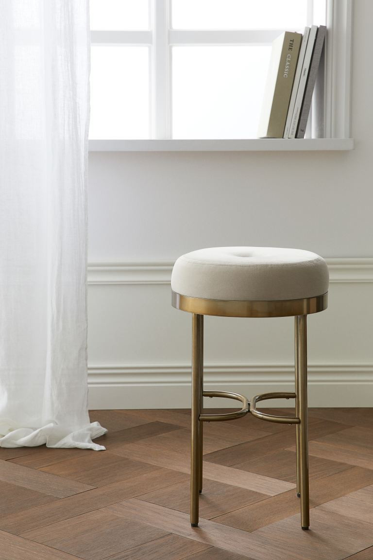 Hoher Metallhocker - Goldfarben/Hellbeige - Home All | H&M AT | H&M (DE, AT, CH, NL, FI)
