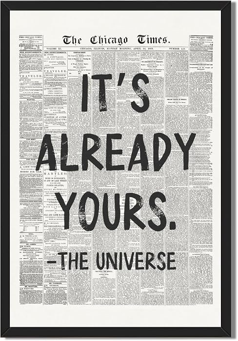 ItS Already Yours Universe Quote Poster Trendy Positive Inspirational Canvas Print for Bedroom Ap... | Amazon (US)