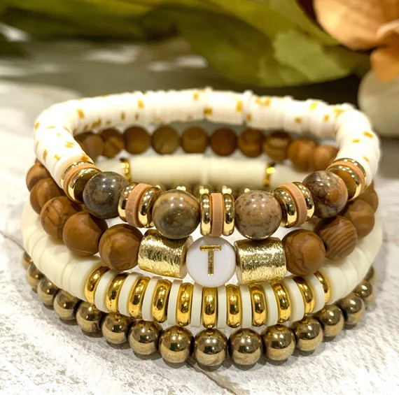 Wood Grain Jasper Bracelet Set Custom Bead Bracelet Stack for | Etsy | Etsy (US)