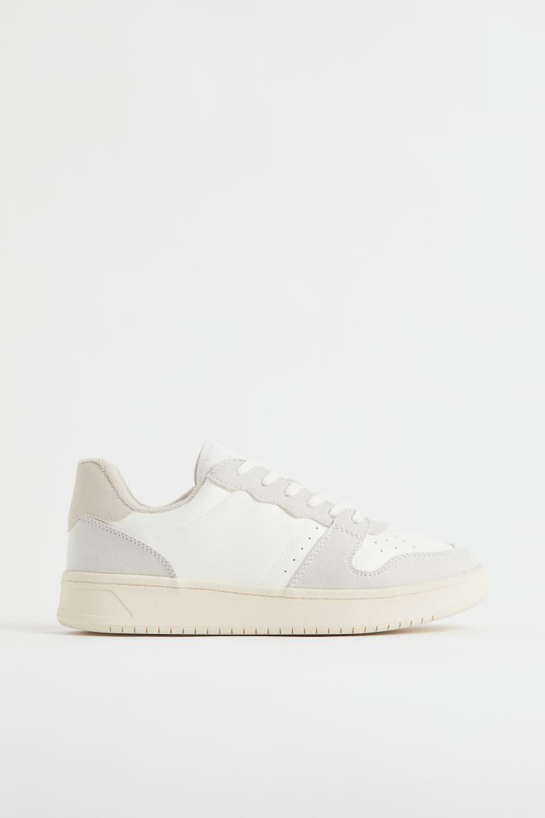 Sneakers in faux leather and faux suede. Padded edge, padded tongue, and lacing at front. Terry l... | H&M (US + CA)