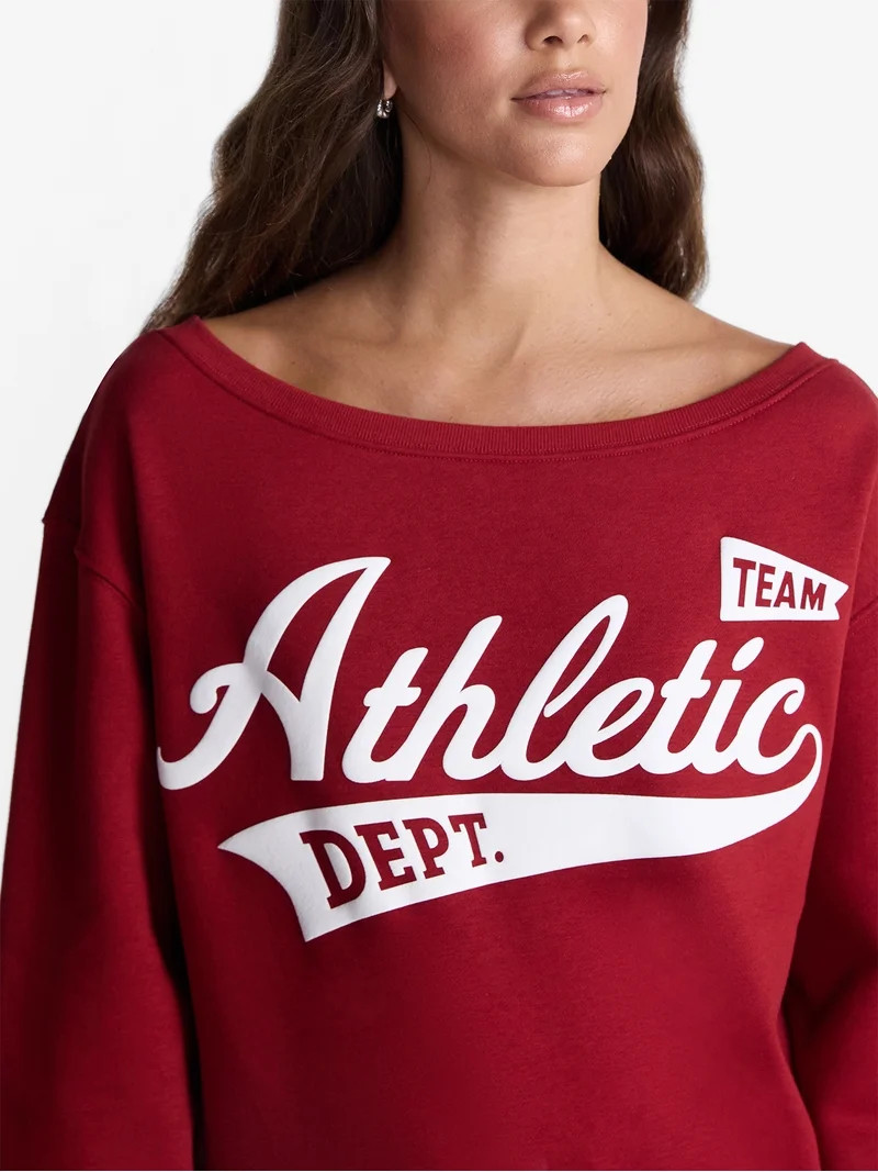 No Boundaries Off Shoulder Sweatshirt with Long Sleeves, Women\u2019s Sizes XXS-4X | Walmart (US)