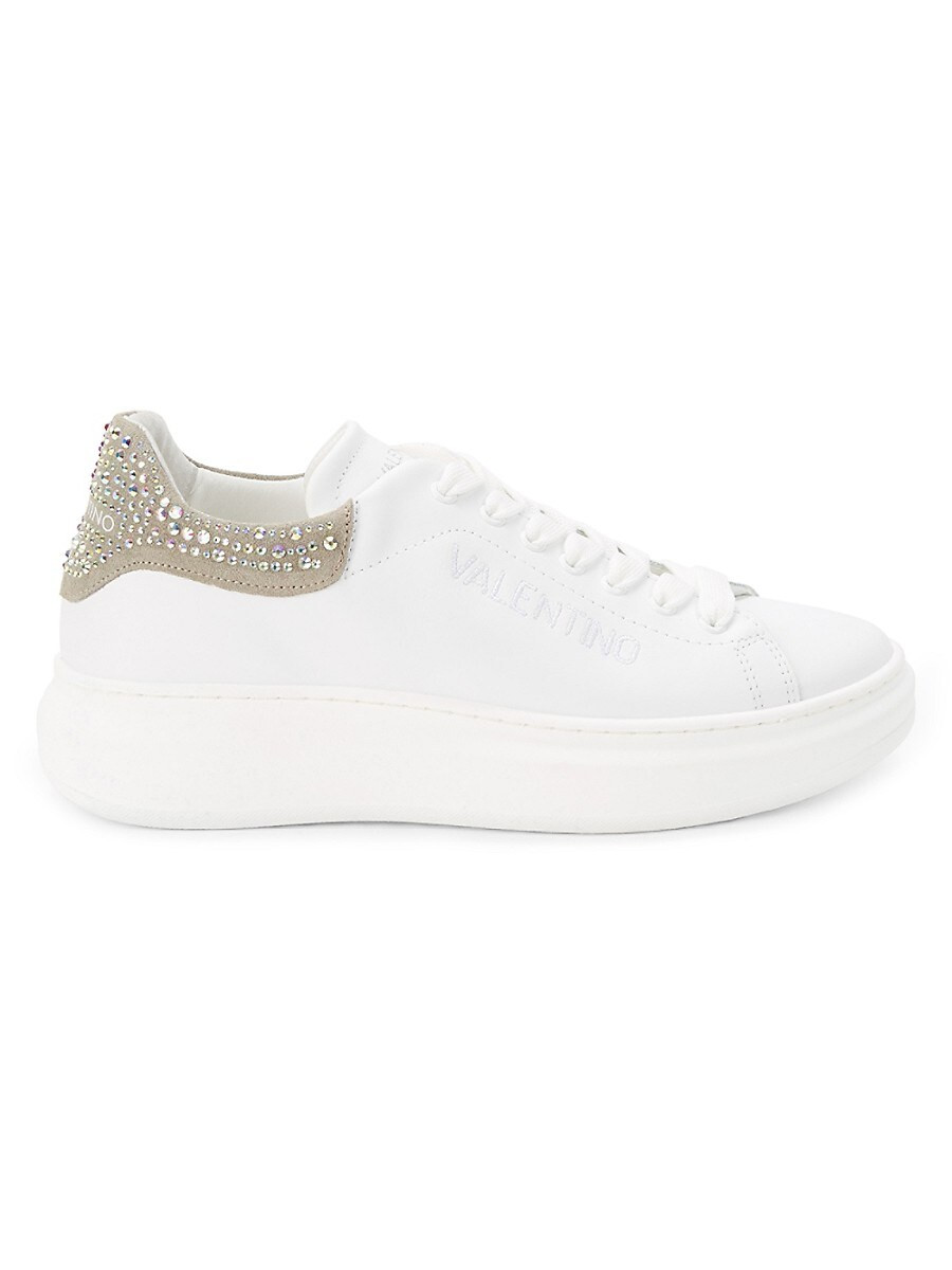 Valentino by Mario Valentino Women's Fresia Embellished Trim Leather Sneakers - White Grey - Size 6 | Saks Fifth Avenue OFF 5TH