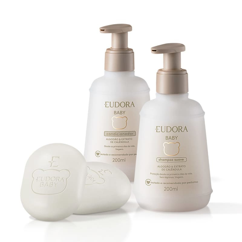 Combo Eudora Baby: Shampoo 200ml + Condicionador 200ml + Sabonete em Barra 85g | Eudora | Eudora (BR)