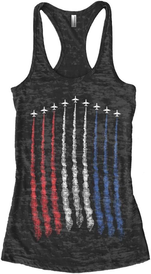 Threadrock Women's Red White Blue Air Force Flyover Burnout Racerback Tank Top | Amazon (US)