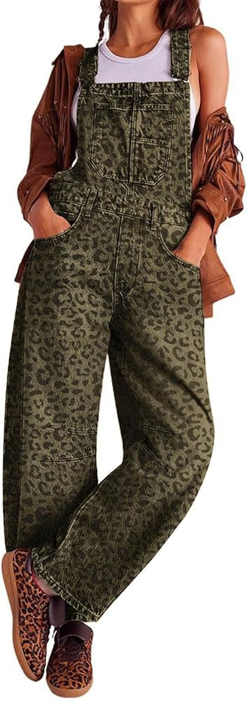 CHARTOU Women Casual Denim Bib Overalls Baggy Barrel Jeans Y2k Wide Leg Denim Jumpsuit Mid Rise B... | Amazon (US)