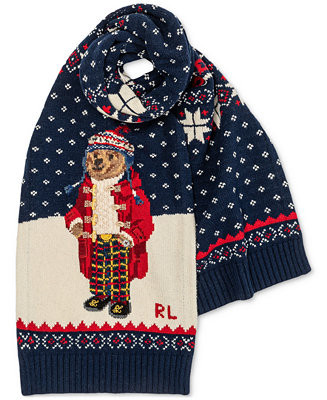 Men's Holiday Bear Intarsia Scarf | Macy's