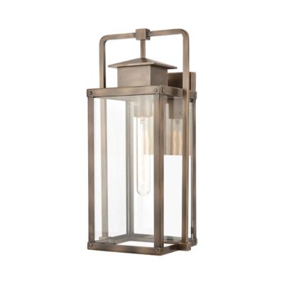 Aluminum Crested Butte 1-Light Outdoor Sconce in Vintage Brass with Clear Glass Enclosure, Vintage B | Ashley Homestore