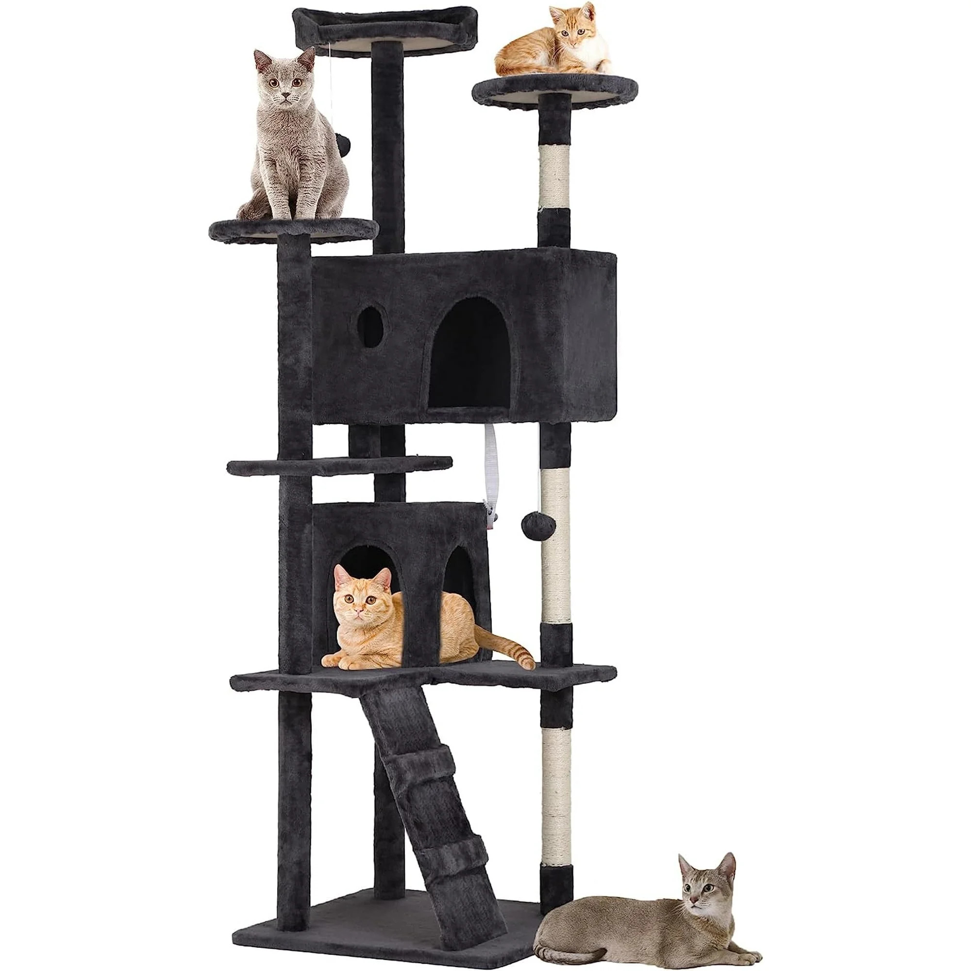 BestPet 70in Cat Tree Tower, Dark Gray, w/Scratch Posts, House & Funny Toys | Walmart (US)
