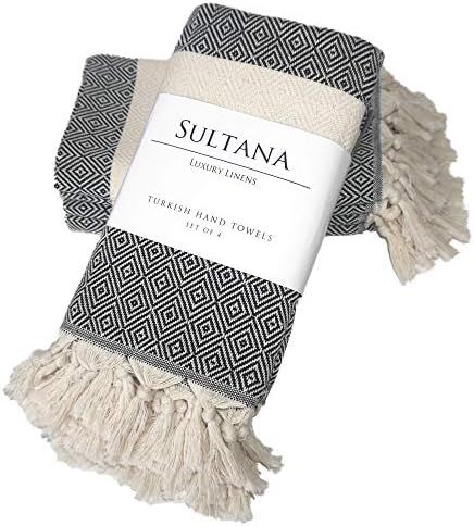 Sultana Luxury Linens - Turkish Hand Towels Set of 4 | 100% Organic Cotton | Decorative Kitchen a... | Amazon (US)