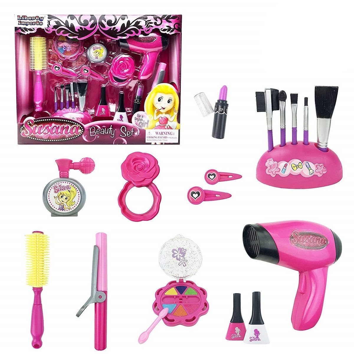Link Worldwide Pink Beauty Fashion Hair Salon Play Set Pretend Play Toy Comes With 18 Different F... | Target