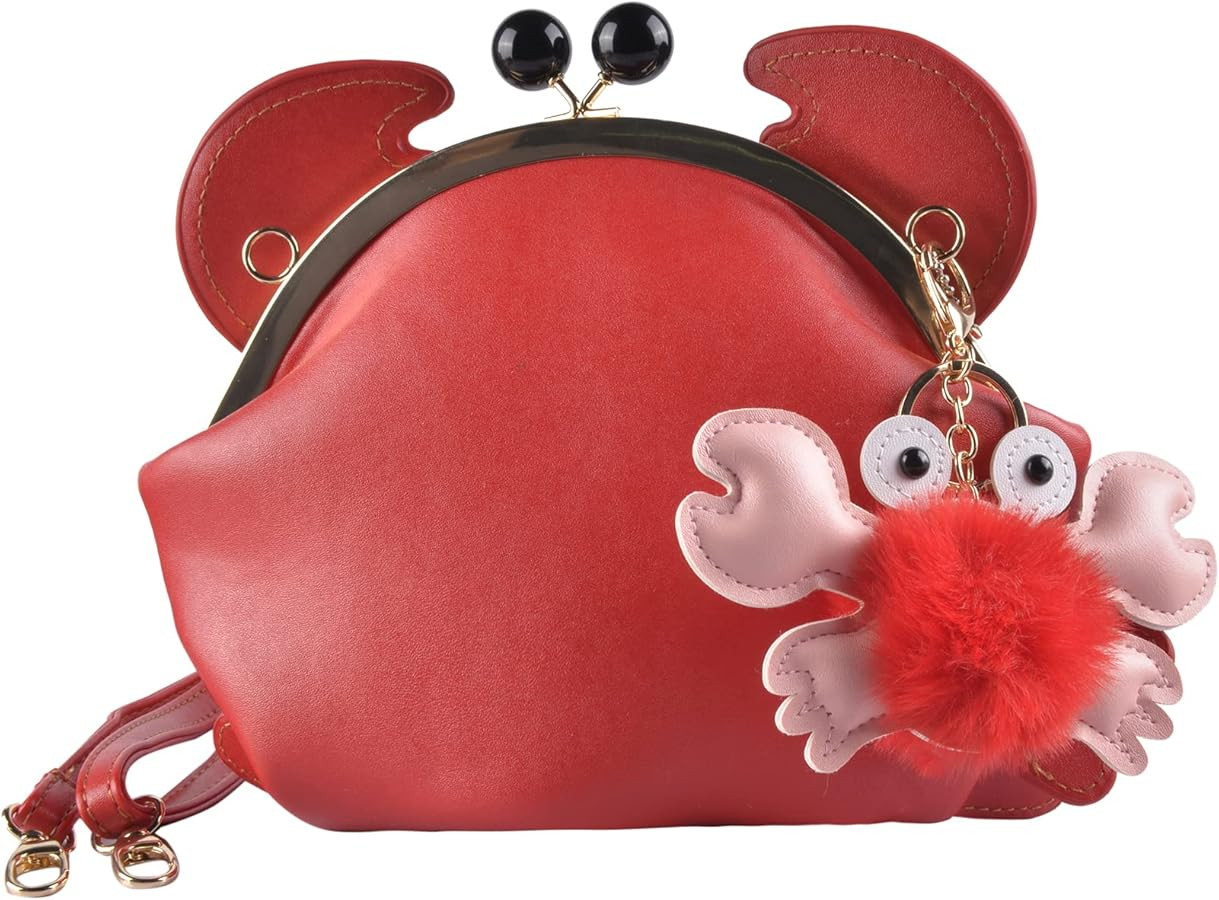 QZUnique Crab Handbag Crayfish Shells Crossbody Bag Novelty Animal Shaped Purse Detachable Should... | Amazon (US)