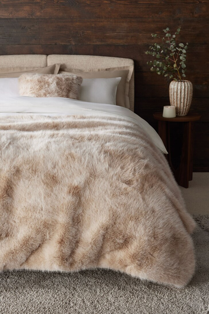 Mink Brown Loulou Faux Fur Throw | Lipsy