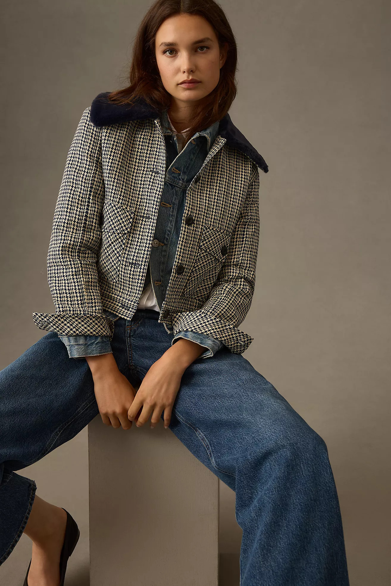 Maeve Tweed Faux Fur-Collar Jacket | Anthropologie (US)