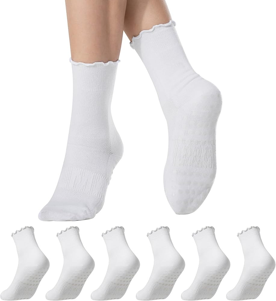 COOLMATE Pilates Socks with Grips for Women, Yoga Socks, Crew Non Slip Women for Workout, Barre, ... | Amazon (US)