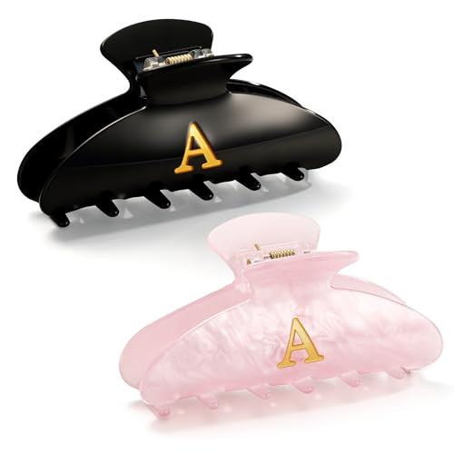 CWJCYTNSN 2 PCS Hair Claw Clips for Women Non-slip Black Pink Claw Clips for Thick Thin Hair Stylish A Hair Clips Elegant Hair Accessory Girls | Amazon (US)