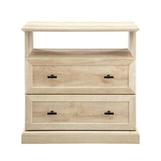 Welwick Designs Classic White Oak 2 Drawer End Table HD8278 - The Home Depot | The Home Depot