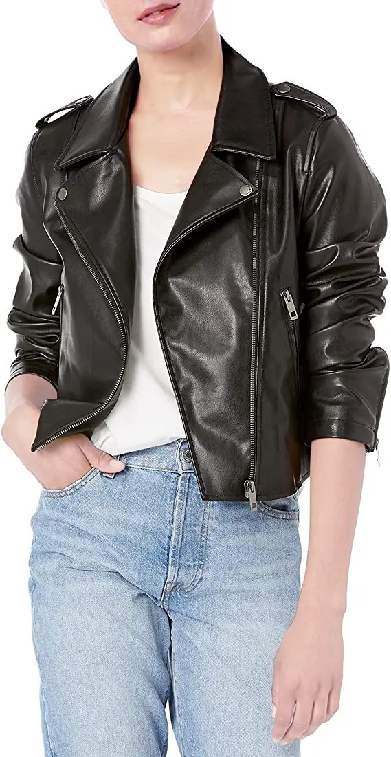The Drop Women's Heather Vegan Leather Moto Jacket | Amazon (US)